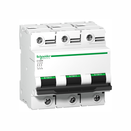 [A9N18367] Schneider Electric Miniature Circuit-Breaker, Acti9 C120N, 3P, 100 A, C Curve, 10000 A (IEC 60898-1), 10 kA (IEC 60947-2)