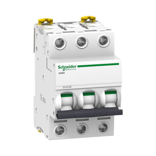 [A9F77320] Schneider Electric Miniature Circuit-Breaker, Acti9 iC60N, 3P, 20 A, C Curve, 6000 A (IEC 60898-1), 10 kA (IEC 60947-2)