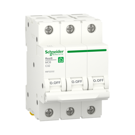 [R9F32332] Schneider Electric Miniature Circuit Breaker (MCB), Resi9, 3P, 32A, C Curve, 4500A (IEC/EN 60898-1)