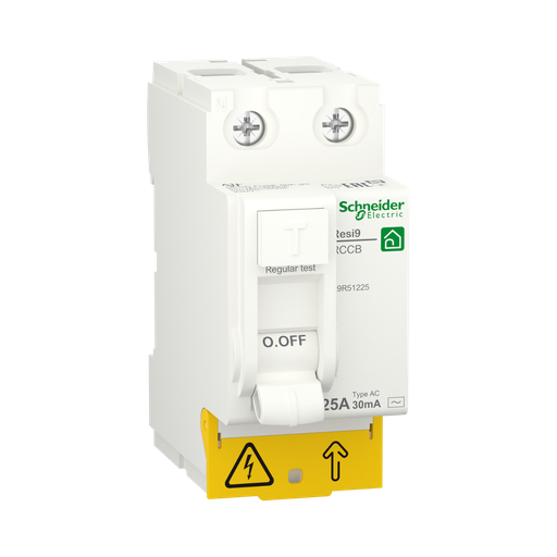 [R9R51225] Schneider Electric Residual Current Circuit Breaker (RCCB), Resi9, 2P, 25A, AC type, 30mA
