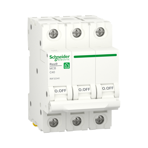 [R9F32340] Schneider Electric Miniature Circuit Breaker (MCB), Resi9, 3P, 40A, C Curve, 4500A (IEC/EN 60898-1)