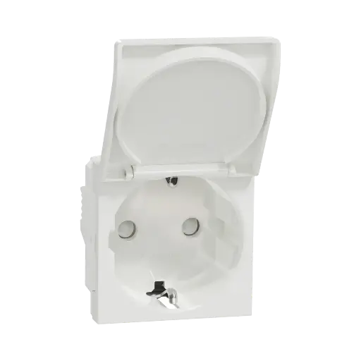 [NU303718TA] Schneider Electric Socket-outlet, New Unica, Mechanism, 2P + E, 16A, Schuko, With Shutter, Glossy, Untreated, White 