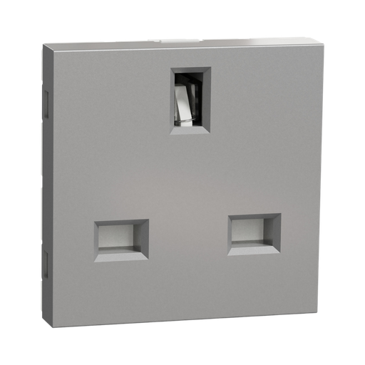 [NU304530] Schneider Electric Socket-Outlet, New Unica, 2P+E, 13A, British, With Shutter, 2 Modules, Aluminum 