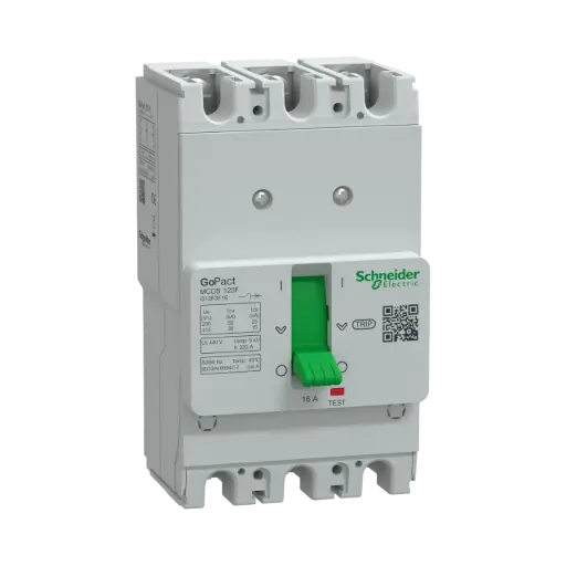 [G12F3F16] Schneider Electric Circuit Breaker, GoPact MCCB 125, 3 Poles, 30kA at 415VAC, 16A Rating, TMD Trip Unit, Fixed Thermal Protection 