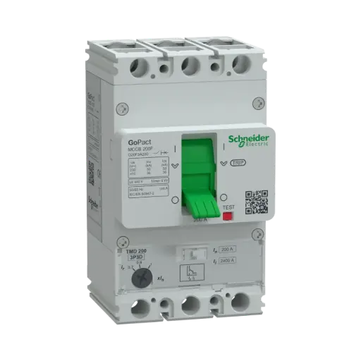 [G20F3A200] Schneider Electric Circuit Breaker, GoPact MCCB 200, 3 Poles, 36kA at 415VAC, 200A Rating, TMD Trip Unit, Adjustable Thermal Protection