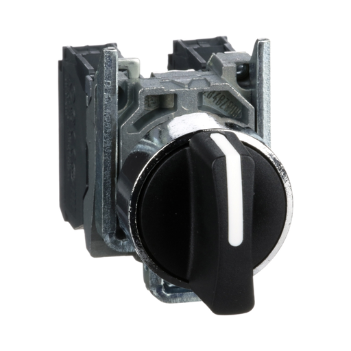 [XB4BD33] Schneider Electric Selector Switch, Harmony XB4, Metal, Black, 22mm, 3 Positions, Stay Put, 2NO 