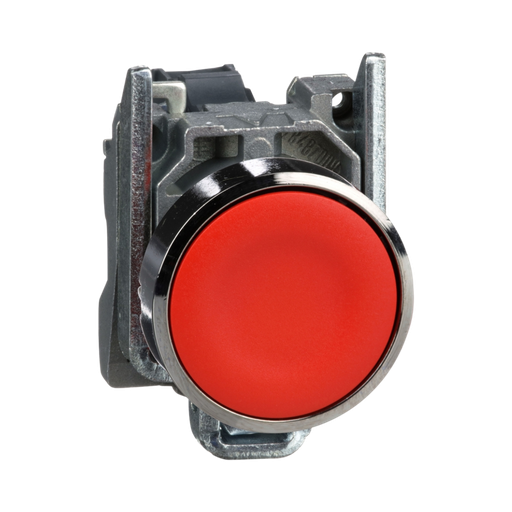 [XB4BA42] Schneider Electric Push Button, Harmony XB4, Metal, Flush, Red, 22mm, Spring Return, Unmarked, 1NC 
