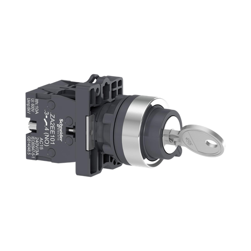 [XA2EG03] Schneider Electric Complete Selector Switch, Easy Harmony XA2, Plastic, Black, 22mm, Key 455, 3 Positions, Key Withdrawal in Any Position, Stay Put, 2NO 