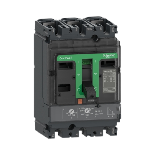 [C25F3TM200] Schneider Electric Circuit Breaker, ComPacT NSX250F, 36kA/415VAC, 3 Poles, TMD Trip Unit 200A 