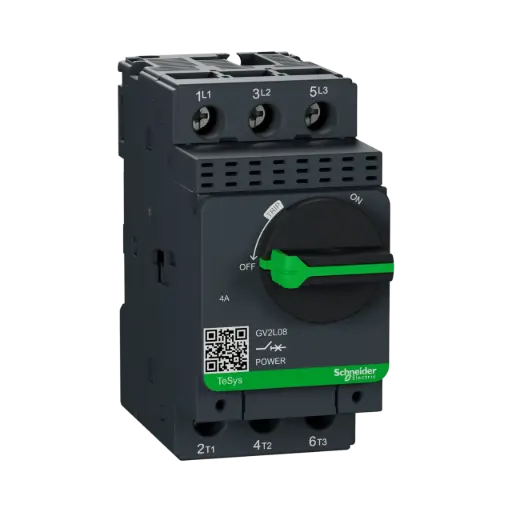 [GV2L08] Schneider Electric Motor Circuit Breaker,TeSys Deca Frame 2,3P,4A, Magnetic, Rotary Handle, Screw Clamp Terminals 