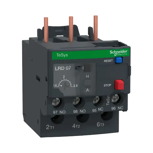 [LRD07] Schneider Electric Thermal Overload Relay, TeSys Deca, 690VAC, 1.6 to 2.5A, 1NO+1NC, Class 10A, Screw Clamp