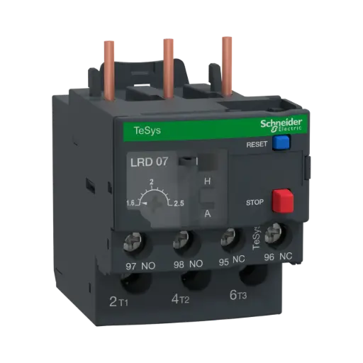 [LRD07L] Schneider Electric Thermal Overload Relay, TeSys Deca, 690VAC, 1.6 to 2.5A, 1NO+1NC, Class 20, For D09 to D38, Screw Clamp 