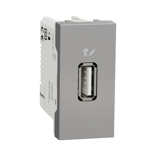 [NU342830] Schneider Electric New Unica - USB Charger 1 A - 1 Module - Type A - Aluminum 