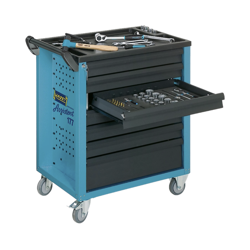 [177-7/217] Hazet Tool Trolley Assistent 177 Assortment 7 Drawers Complete With 217 Piece Tool