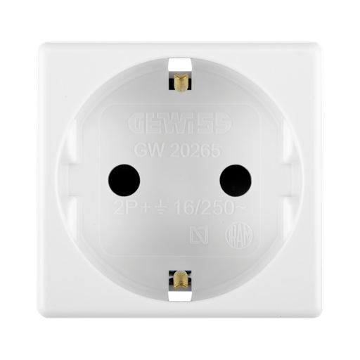 [GW20265] Gewiss German Standard Socket Outlet 250v AC 2P+E 16A 2 Modules System White 