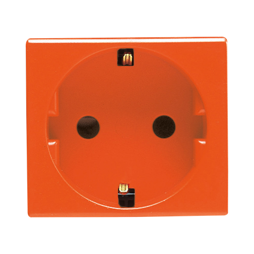 [GW20288] Gewiss German Standard Socket Outlet 250v AC For Dedicated Lines 2P+E 16A 2 Modules System Orange