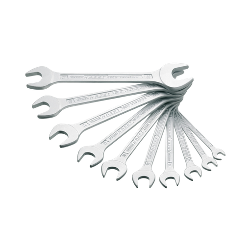 [450N/12] Hazet Double Open-End Wrench Set 12-pieces 6 x 7 – 27 x 32 ∙ Outside Hexagon Profile