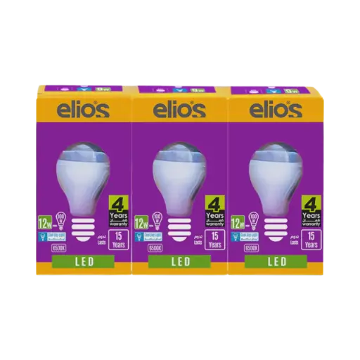 elios Led Bulb E27 12w Shape A65 Pack Of 3 Pieces