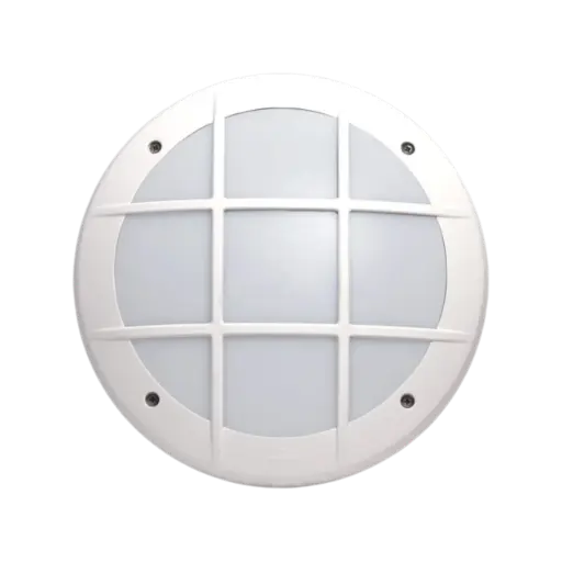 Fumagalli Gelmi Range Round Bulkhead Lamp With Ring and Grid Cover White