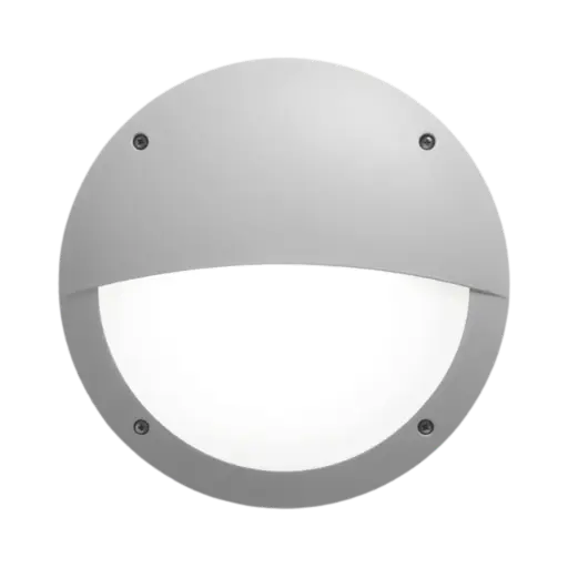 [2R3.000] Fumagalli Lucia-EL Round Bulkhead Luminaire With Ring, Ceiling and Wall Installation, Grey IP66