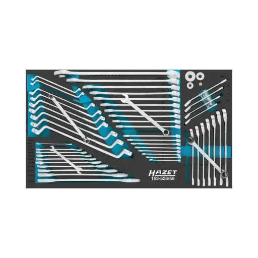 [163-528/56] Hazet Wrench Set 4/3+ 56-Pieces, 6 x 7 – 34 x 36 ∙ Outside Hexagon Profile ∙ Outside 12-Point