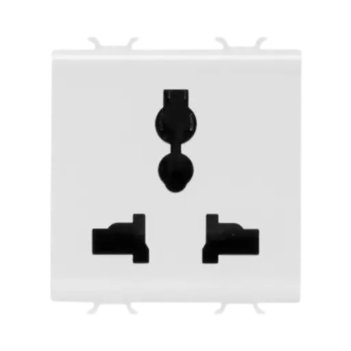 [GW10310] Gewiss Chorusmart Multistandard Socket-Outlet 2P+E - 13 A/250 V ac, 15 A/127 V ac, 2 Modules, Glossy White - 