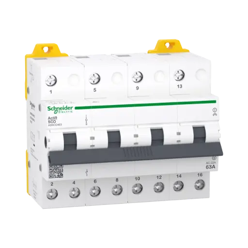 [R9SCO463] Schneider Electric Changeover Switch, Resi9, 4P, 63A, 400/415VAC