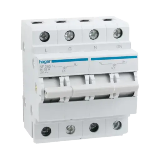 [SF263] Hager Centre Off Modular Changeover Switch with Top Common Point 2 Poles 63A