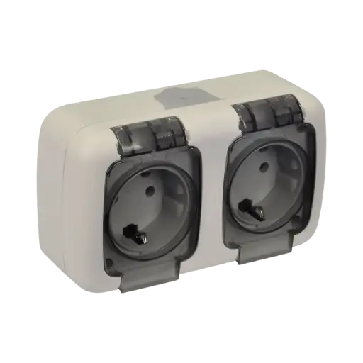 [3201-125-0601] TP Electric Weatherproof Double Socket German Type IP54