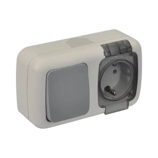 TP Electric Weatherproof One Way Switch + Socket  IP54 