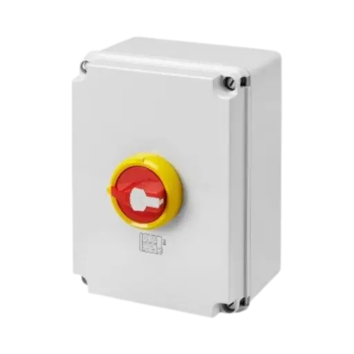 [GW70492P] Gewiss Rotary Isolator Switch - HP - Emergency - Isolating Material Box - 100A 4P - Lockable Red Knob - IP66/67/69