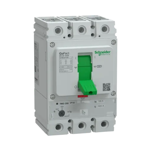 [G25B3A160] Schneider Electric Circuit Breaker, GoPact MCCB 250, 3 Poles, 25kA at 415VAC, 160A Rating, TMD Trip Unit, Adjustable Thermal Protection