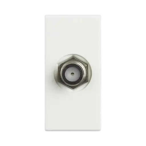 Bticino Type F TV Female Connector - 75 Ω Impedance - Screw Coupling - 1 Module White, Solida