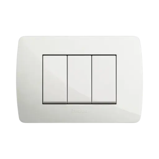 [D4803M3BN] Bticino Cover Frame,1 Gang, 3 Modules, White Solida