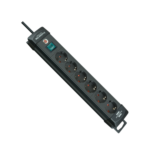 [1951160100] Brennenstuhl Premium-Line Extension Lead 6-way Black 3m H05VV-F 3G1.5