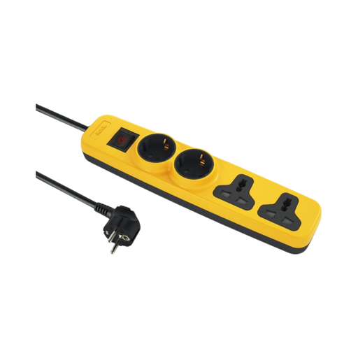 iLock 4 Outlet Power Strip, 2 Schuko Sockets + 2 Universal Sockets