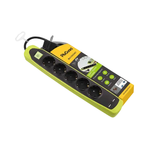 [6224009746309] iLock Power Strip 5 Schuko Outlet + 2 Certified USB 2.1A and Silicon Cover