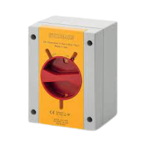 [590.EM2012] Scame Switch Disconnector 20A 2P IP66/IP69 IK09 Emergency Yellow/Red GW 650º
