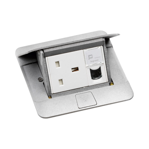 [054010] Legrand Pop Up 3 Modules To Be Equipped - Matt Aluminum Finish